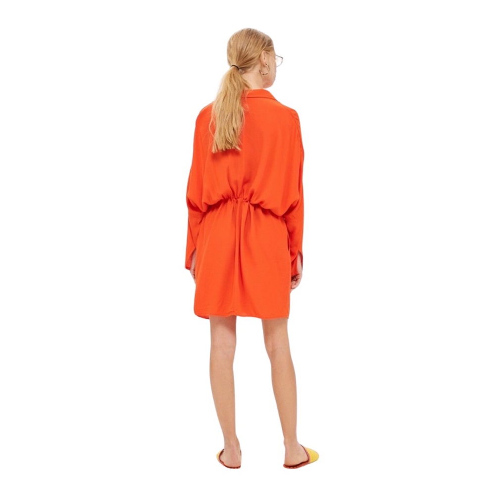 TOPSHOP Orange Tunic Shirt Dress with Drawstring Waist | Size 10 US - Picture 2 of 8
